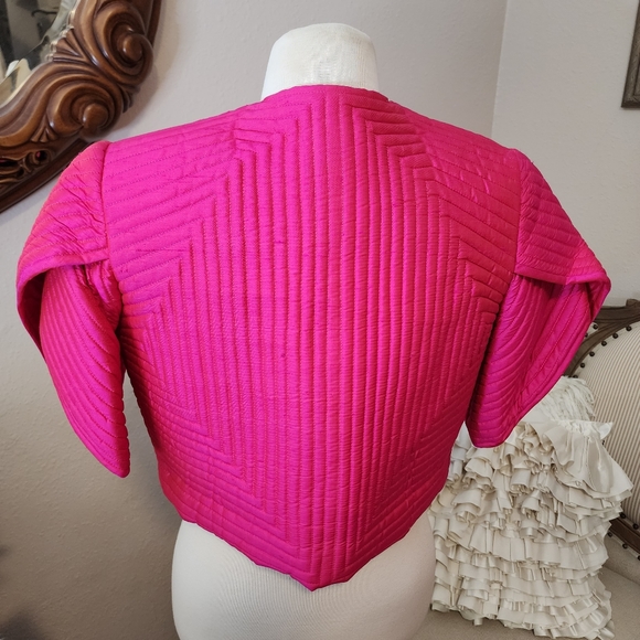Vintage Pink Boogies Thai 100%  Puff Silk  Jacket  & Dress Set - Picture 5 of 17